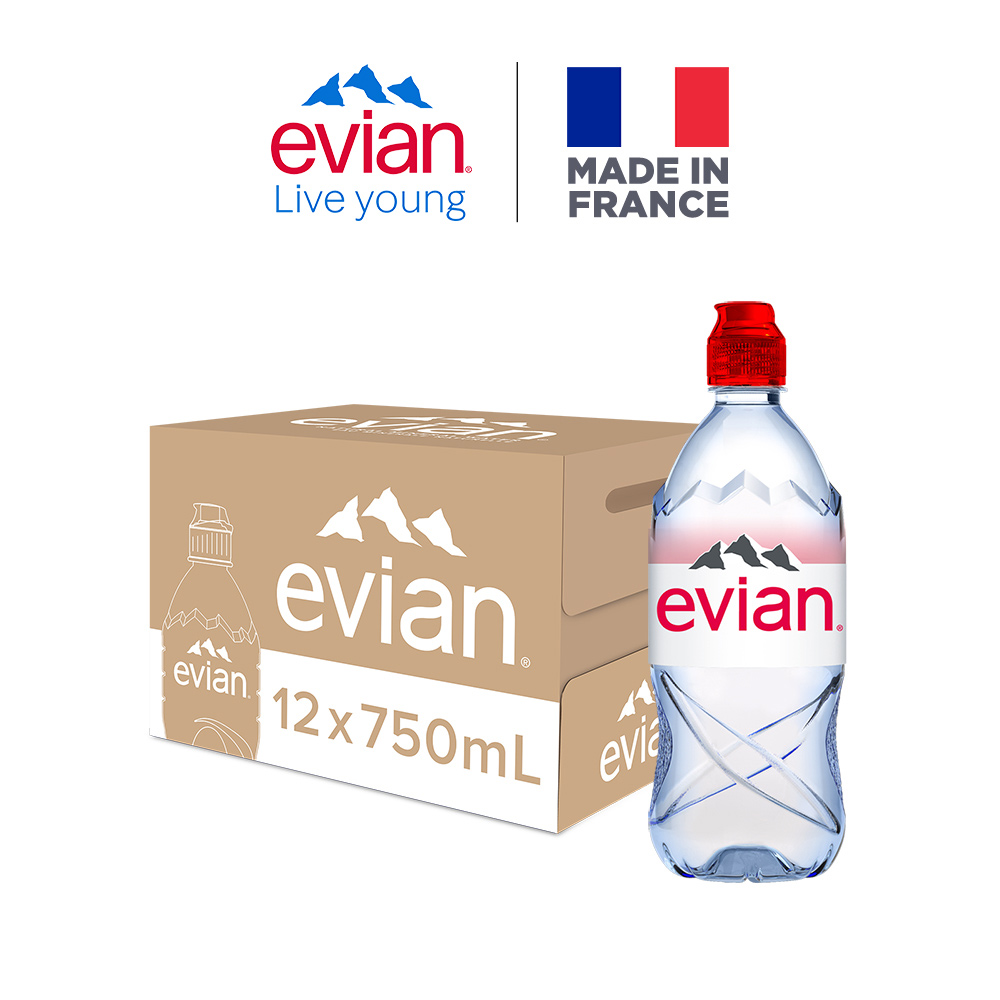 【evian 依雲 原廠總代理直營】天然礦泉水 750mlx12入/箱(運動瓶)◉90C004